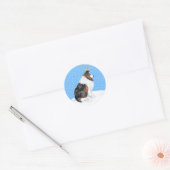 Collie Kerstreindeer Tri Ronde Sticker (Envelop)