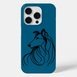 Collie Line Art mobiele telefoon iPhone 15 Pro Case
