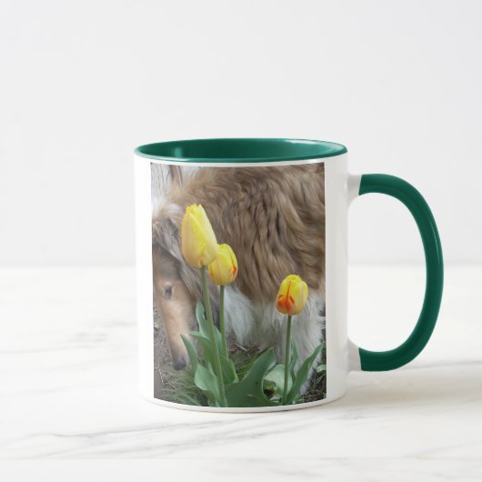Collie N Tulips Mug (Droite)