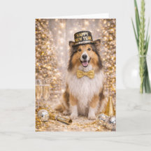 Collie Nieuwjaarskaart -Gelukkig Nieuwjaar Hond
