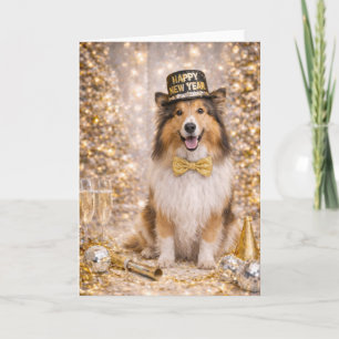 Collie Nieuwjaarskaart -Gelukkig Nieuwjaar Hond Feestdagen Kaart