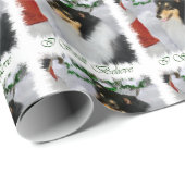 Collie ontmoet kerstmis cadeaupapier (Rol Hoek)