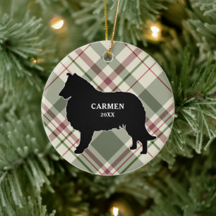 Collie ou Sheltie Plaid Ornement de Noël