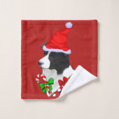 Collie Puppy Kerstmis Bad Handdoek (Wasdoekje)