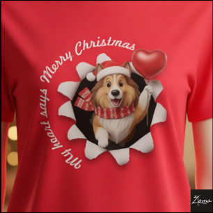 Collie Puppy Kerstmis Hart Sjaal Fluffy T-shirt