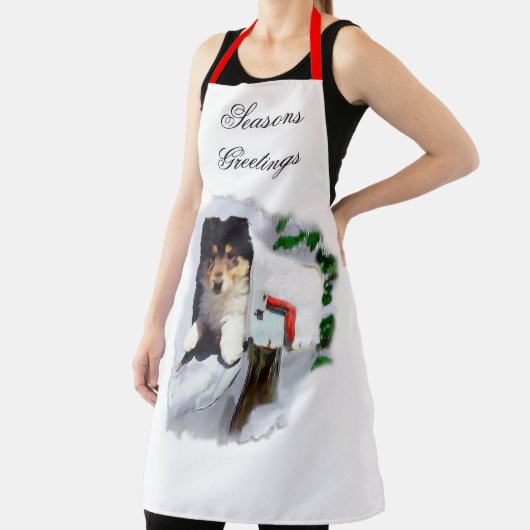 Collie Puppy Kerstmis Schort (Insitu)