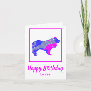 Collie Rough Dog Silhouette Funny Birthday Kaart