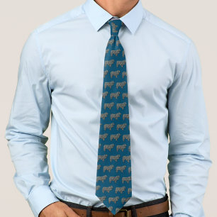 Collie Rough Dog Yellow & Black Grid Blue Stropdas