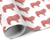 Collie Ruw Hond Kerstmis Hond Silhouet Wit Cadeaupapier (Rol Hoek)