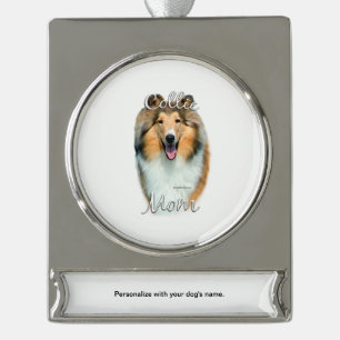 Collie (ruw) mama 2 verzilverd banner ornament