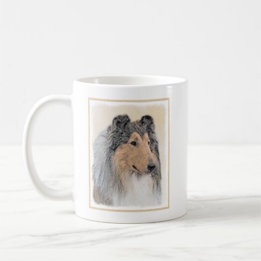 Collie (ruw) schilderen - Cute Original Dog Art Koffiemok (Links)