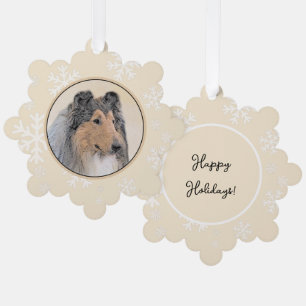 Collie (ruw) schilderen - Cute Original Dog Art Ornament Kaart