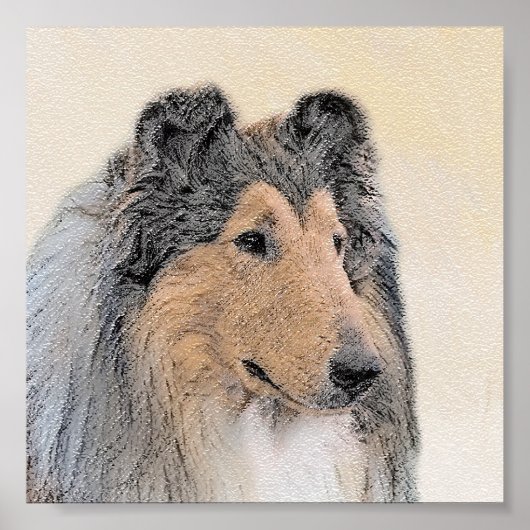 Collie (ruw) schilderen - Cute Original Dog Art Poster (Voorkant)