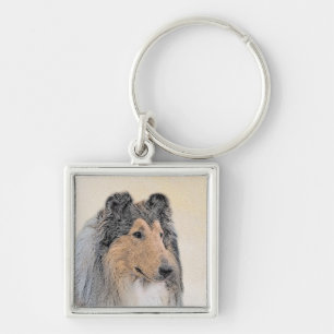 Collie (ruw) schilderen - Cute Original Dog Art Sleutelhanger