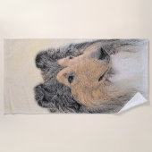 Collie (ruw) schilderen - Cute Original Dog Art Strandlaken (Voorkant)