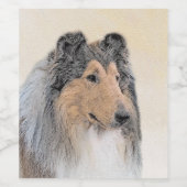 Collie (ruw) schilderen - Cute Original Dog Art Wijn Etiket (Enkel label)