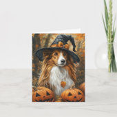 Collie/Sheltie Halloween Feestdagen Kaart (Voorkant)