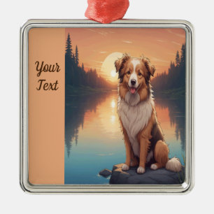 Collie Shepherd bij het meer Metalen Ornament