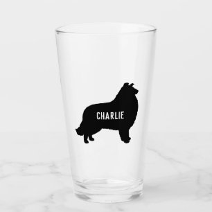 Collie Silhouette Custom Hondenras Drink Glas