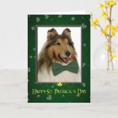 Collie St. Patrick's Card Kaart (Gele Bloem)