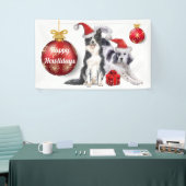 Collie Terrier waterverf kerst gezelschapsdieren Spandoek (Beurs)