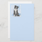 Collie-verf aan de rand - Kute Original Dog Art Briefpapier (Voorkant / Achterkant)