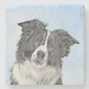 Collie-verf aan de rand - Kute Original Dog Art Stenen Onderzetter