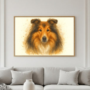 Collie Waterverf Portret - Geliefde Dog Art Poster