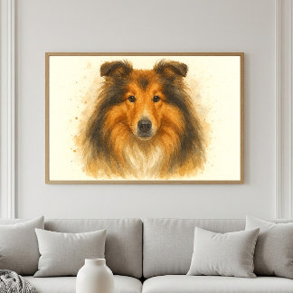 Collie Waterverf Portret - Geliefde Dog Art Poster