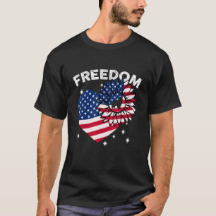 Collie Zonnebloem Hart Amerikaanse Vlag Vrijheid T-shirt