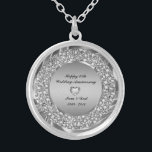 Collier 25e anniversaire du Mariage des diamants et de l'a<br><div class="desc">Diamants croisés et argent (image pas de vrais ou faux diamants) 25e anniversaire mariage collier personnalisable.</div>