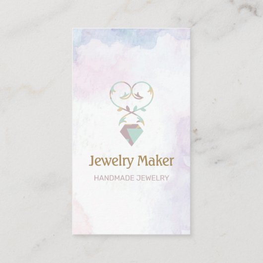 Collier à bijoux Carte de visite d'aquarelle (Dos)