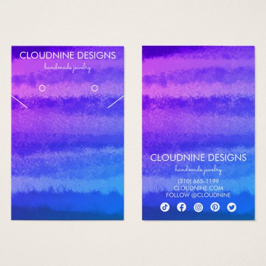 Collier à oreille bleu violet Bijoux Carte d'affic (Devant & derrière)