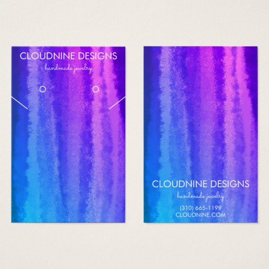 Collier à oreille bleu violet Bijoux Carte d'affic (Devant & derrière)