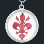 Collier ANTIQUE FLEUR ROUGE DE LIS EN Héraldique BLANC<br><div class="desc">Antique Florentine rouge lièvre héraldique vintage</div>