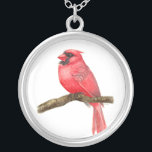 Collier Aquarelle cardinale<br><div class="desc">illustration d'un oiseau cardinal sur une branche peinte d'aquarelles, vous pouvez voir le processus de peinture ici : http://bit.ly/2zCeRZe</div>