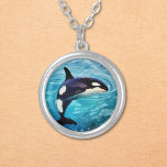 Collier Art Orca<br><div class="desc">orque nage en mer rugueuse peinture à l'huile design</div>