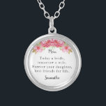 Collier Aujourd'hui une mariée mère de la mariée Keepsaké<br><div class="desc">Aujourd'hui une mariée,  demain une épouse. Pour votre fille,  meilleurs amis pour la vie. Personnalisez ce joli design floral avec votre nom et il fera un cadeau de conservation réfléchi pour votre mère.</div>