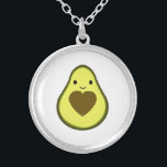Collier Avocado Love Cute Avocado avec coeur<br><div class="desc">Avocado aime l'avocat kawaii mignon avec un trou d'oreille.</div>