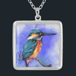 Collier Beau Kingfisher Bird - Aquarelle Migned Art<br><div class="desc">Beau Kingfisher Bird - Aquarelle Migned Peinture Art Exotique Blue Fisher</div>