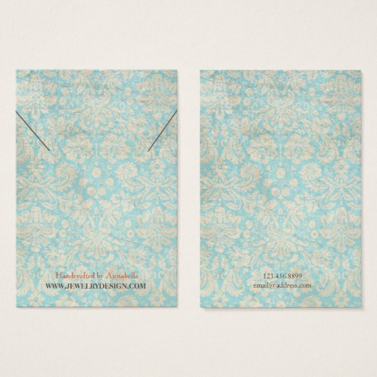 Collier Bijoux Carte d'affichage ・ Damas Turquoise (Devant & derrière)