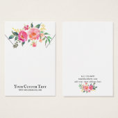 Collier Bijoux Display Card ・ Aquarelle Florale (Devant & derrière)