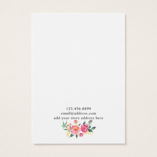 Collier Bijoux Display Card ・ Aquarelle Florale (Dos)