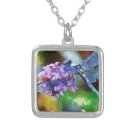 Collier Bleu dragonfly sur Garlic Dot Art sauvage
