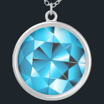Collier bleu vert d'argent sterling de pierre<br><div class="desc">Bijoux de chaîne d'argent sterling avec pierre-comme le pendentif bleu vert</div>