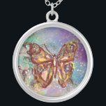 Collier BOUTEILLE EN ÉPARGNES, bleu<br><div class="desc">Papillon élégant et coloré. Peinture avec feuille d'or et d'argent.</div>
