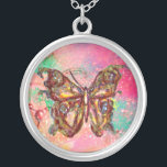 Collier BOUTEILLE EN ÉPARGNES, vert rose<br><div class="desc">Papillon élégant et coloré. Peinture avec feuille d'or et d'argent.</div>