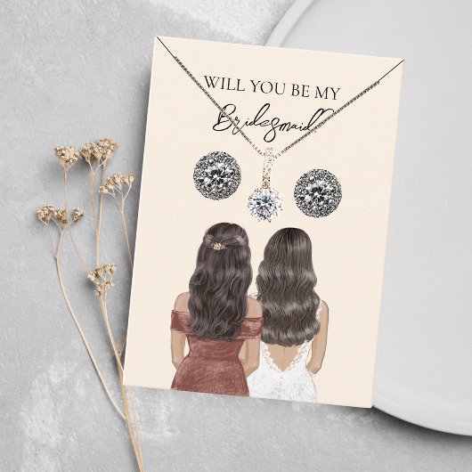 Collier Bridesmaid & Carte d'affichage pour bijoux