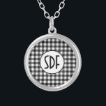 Collier Buffle noir blanc monogramme plaqué<br><div class="desc">Collier d'argent Monogrammé Noir et Blanc</div>
