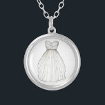 Collier cadeau de mariée mariage robe de mariée<br><div class="desc">Le collier présente une illustration originale d'une robe mariage blanche. Un grand cadeau de mariée !</div>